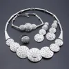 Dubai Bridal Round Crystal Sieraden Sets Nigeriaanse bruiloft Afrikaanse ketting Bracelet Earring ring sieraden set