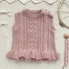 Lente schattige meisjes trui kinderen gebreide vest baby vest kleding s 210429