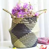 Folding Wickerwork Storage Basket Garden Pot Toys Clothes Sundries Dried Flower Baskets