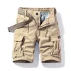 Summer Men Army Shorts High-Quality Multi-pocket Pure Cotton Cargo Pocket Fashion Casual Hiking Loose 210806