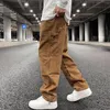 Pantaloni da lavoro con cerniera alla caviglia Salopette da uomo dritti streetwear pantaloni cargo larghi oversize pantaloni casual larghi308a