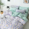 Leaf Printed Bedding Set Nordic Bed Linen Sheet Plaid Duvet Cover Single Double Queen Quilt Covers Sets Bedclothes 210706