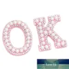 Craft Tools White Pearl Pink Rhinestone Sparkle Letter Patches Alfabet Broderi Kläder