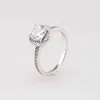 Äkta sterling sier cz diamantring med original box set passform stil bröllop ring förlovning smycken för kvinnor tjejer