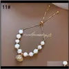 Perline, fili Consegna a goccia 2021 Fiore di conchiglia Perle d'acqua dolce naturali Bracciali oro / bianco / rosa Per le tendenze dei gioielli da donna Bracelete Femini