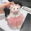 Criativo Porco Zodíaco Bonito Vestido de Noiva Piggy Mulheres Saco De Presente Pequeno Carro Keychain Keyring Pingente