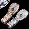 TWF V2 Cintree Curvex Automatic Tourbillon Orologio da uomo con pavé di diamanti taglio baguette Quadrante Bracciale in acciaio inossidabile Super Edition Cris148I