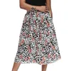 Print Long skirt Women Pleated Skirt Summer Midi Chiffon female Large Size Dress beach s for Womens 210508