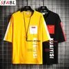 Sfabl Yaz Genç Moda erkek T-shirt Katı Renk Streetwear Siyah T Gömlek Erkek Tops Hip Hop Tshirt Marka 210716