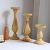 Świeczki Posiadacze Retro Wood Tabletop Candlestick Home Decor Holder Centerpiecces na stołach