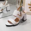 Slides Sandals Mid-Heel Designer Sandals Luxury High Heels Metallic Laminate Leather Sandal Suede Dress Wedding Shoe328B Women Lock It