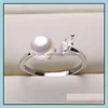 Jewelry Settings Shining! Pearl Rings Setting Zircon Solid 925 Sier Ring Mounting Blank Diy 5 Styles Mix Gift Drop Delivery 2021 3Amqd