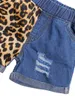 Pudcoco 0-24m 2st Summer Baby Girls Boys Ärmlös Brev Sunflower Print Vest Toppar + Leopard Ripped Shorts Jeans Outfit sätter G1023