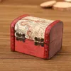 Vintage Mücevher Kutusu Organizatör Saklama Kutusu Mini Ahşap Dünya Haritası Desen Metal Konteyner El yapımı ahşap Küçük Kutuları W0203