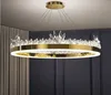 Led moderno cristallo anello dorato lampadario a soffitto lampada a sospensione lampada a sospensione di lusso per la sala da pranzo di soggiorno di casa