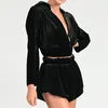 Women's Tracksuits 2-piece Sexy Top And Shorts Green No Casual Suit 2022 Summer Fashion Black Velvet