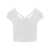 セクシーな女の子の短いTシャツの女性の夏の背中の背中のきついフィットホワイト半袖シャツIns 210529