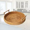 round rattan serving tray