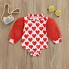 Jumpsuits 0-24m Born Infant Baby Girl Valentine's Day Jumpsuit GenomeS-Through Bubble Långärmad Hjärtformad Mönster Romper