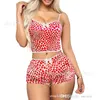 13 Colors Women Fun Underwear Lovely Velvet Print Sexy Girls Suspender Shorts Lace Pajamas Two Piece Set New Style S-XXXL