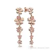 NEW 100% 925 Sterling Silver pandora Earrings Rose Gold Ear Studs charm Beads Fit Original DIY Dangler Wholesale factory