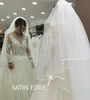 Veli da sposa super lunghi 6 metri doppio strato semplice bordo in nastro di raso larghezza 3 m velo copricapo accessori da sposa