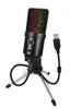 Microphone à condensateur U780 RGB, lumière colorée, réglage du son, enregistrement en Studio vidéo YouTube, micro pour jeu vidéo, chat vocal