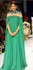 2021 esmeralda verde Dubai noite vestidos de alta pura puro lace chiffon comprimento total kaftan vestidos de baile árabe com longo cabo