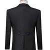 Czarny ślub ogon płaszcz dla pana młodego balu 3 sztuka formalny mężczyzna garnitury ustawione kurtka kamizelka z spodniami Nowe męskie ubrania mody x0909
