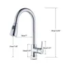 Onyzpily Brushed Nickel Mixer Faucet Single Hole Pull Out Spout Kitchen Sink Mixer Tap Stream Sprayer Head Chrome/Black Kitchen 211108