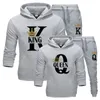 Modeliefhebber Paar Sportwear Set KONING KONINGIN Gedrukt Capuchon Kleding 2 STUKS Hoodie en Broek Plus Size Hoodie 220215