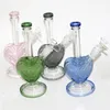 9 inch Pink Glass Bong Heart Shape Hookah Shisha Beaker Dab Rig Smoking Water Pipe Filter Bubbler With ICE Catcher