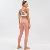 Yoga Outfit Spandex Suit With Pocket Legging Women For Fitness Sports Bra Tights Workout Set Gym Clothe 2 Piece