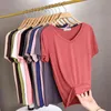 Modal Summer Women's T-shirt Casual Solid V-Neck Kortärmad Harajuku Tröja Y2K Toppar 121683WTA G220310