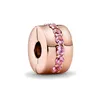 925 Silver rose gold color Pink blue Heart Solitaire clip diy Charm Fit Pandora Charms Bracelet DIY Women Original Beads Jewelry6097508