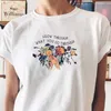 Grow Through What You Go Through Feminist Inspirational Quotes Art Drawing T-Shirt Women's Summer Casual Short Sleeves White Tee 210518