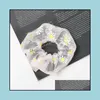 Hair Rubber Bands Jewelry Lace Mesh Scrunchies Women Floral Scrunchie Elastic Girls Headwear Ties Ponytail Holder Aessories Drop Delivery 20
