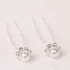 Bride's Hair Fork Pin U-Clip Diamond Pearl Flower Hairpin Chete de touca de shinestone Ornamento 20 PCS Caixas