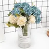 Soie Hortensias Fleurs Artificielles De Haute Qualité Blanc Fleurs De Mariage Petit Bouquet Faux Fleur Fête Maison pour Décoration Rose Y0630