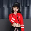 Coreano Grandes Meninas Streetwear Moda Kids Sport Sport Traid Carta Print Pant + Vermelho Hoodie Dois Peça Set Trajes de Dança 210622