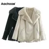 Aachoae Inverno Streetwear Giacca in ecopelle di pelliccia Moda donna Cappotto caldo spesso Donna Cerniera su telai Giacche Cappotti 210413