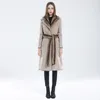 Dames bont faux mink jas dames winter jas mode mode lange mouwen wollen vaste kleur Koreaans slanke vrouw