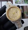 Top Designer Men Diamond Watches Iced Out Watch Fashion Gold Diamant Dial 42mm Day Date Mens Wristwatches Folding buckle Montre De Luxe
