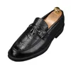 Classique noir hommes ruban poli cuir chaussures habillées Style de luxe sans lacet spécial fête de mariage marié Oxford mocassins H19