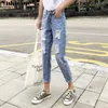 summer Ladies High Waist Female Boyfriend ripped mom push up Jeans for women Denim Ripped Jean femme Woman Plus Size 210608