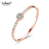 Lokaer vintage rosa cor de ouro aberto pulseira de manguito para mulheres pavimentar zirconia cúbica de aço inoxidável charme pulseira jóias b17072 q0720
