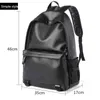 Black Fashion Men Reather Backpackスクールバッグ10代の男の子15.6インチのラップトップバックパックMochila Masculina高品質202211