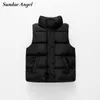 Sundae Angel Vest Child Boys Solid Stand Collar Single breasted Thicken Girl Weste Winter Waistcoat Kids Padded Children 211203