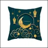 Autres textiles de maison Textiles Jardin 45 * 45cm Taie d'oreiller musulmane Er Ramadan Décoration pour siège Canapé Coussin Lune Lanterne Jeter Eid Mubarak D