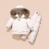 2020 Inverno Bambini Ragazze e ragazzi Abbigliamento Set di abbigliamento caldo con cappuccio Duck Down Giacca Cappotti + Pantaloni Impermeabile Snowsuit Bambini Bambini Vestiti per bambini 690 x2